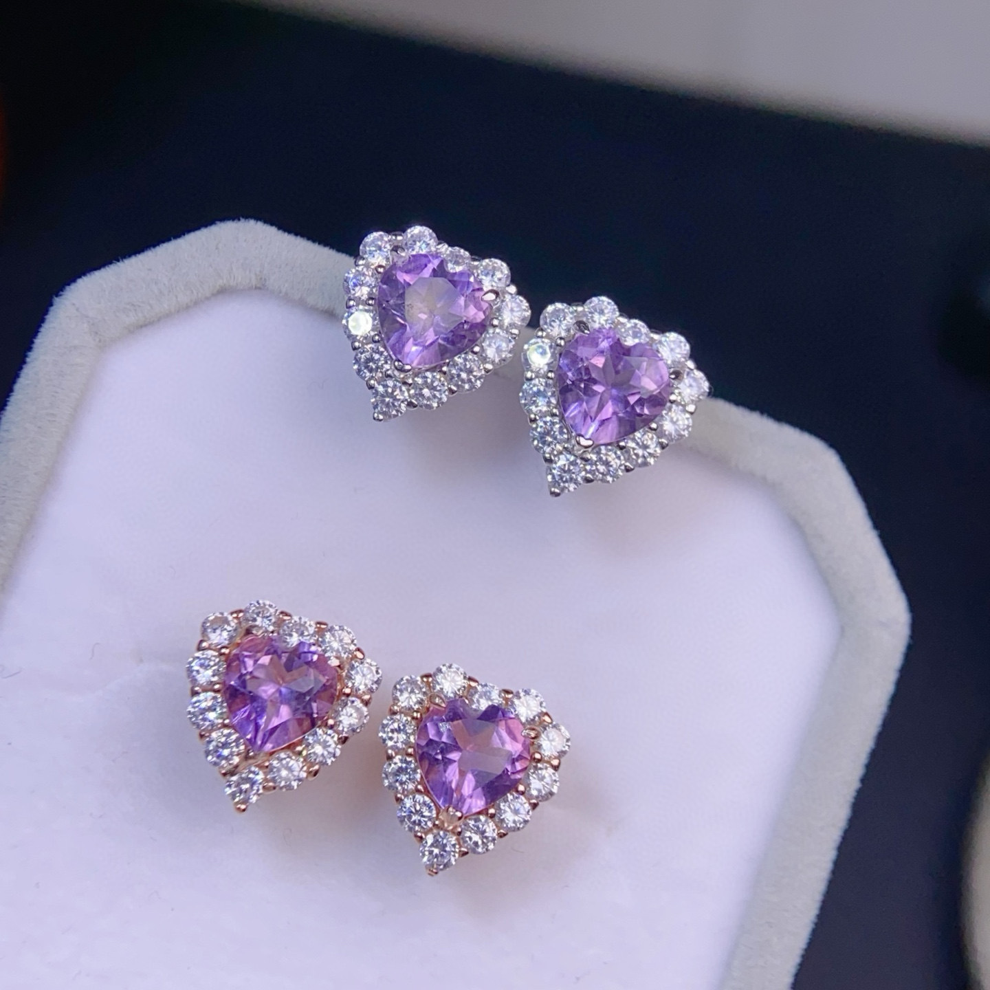 Fresh organic crystal earings with amethyst