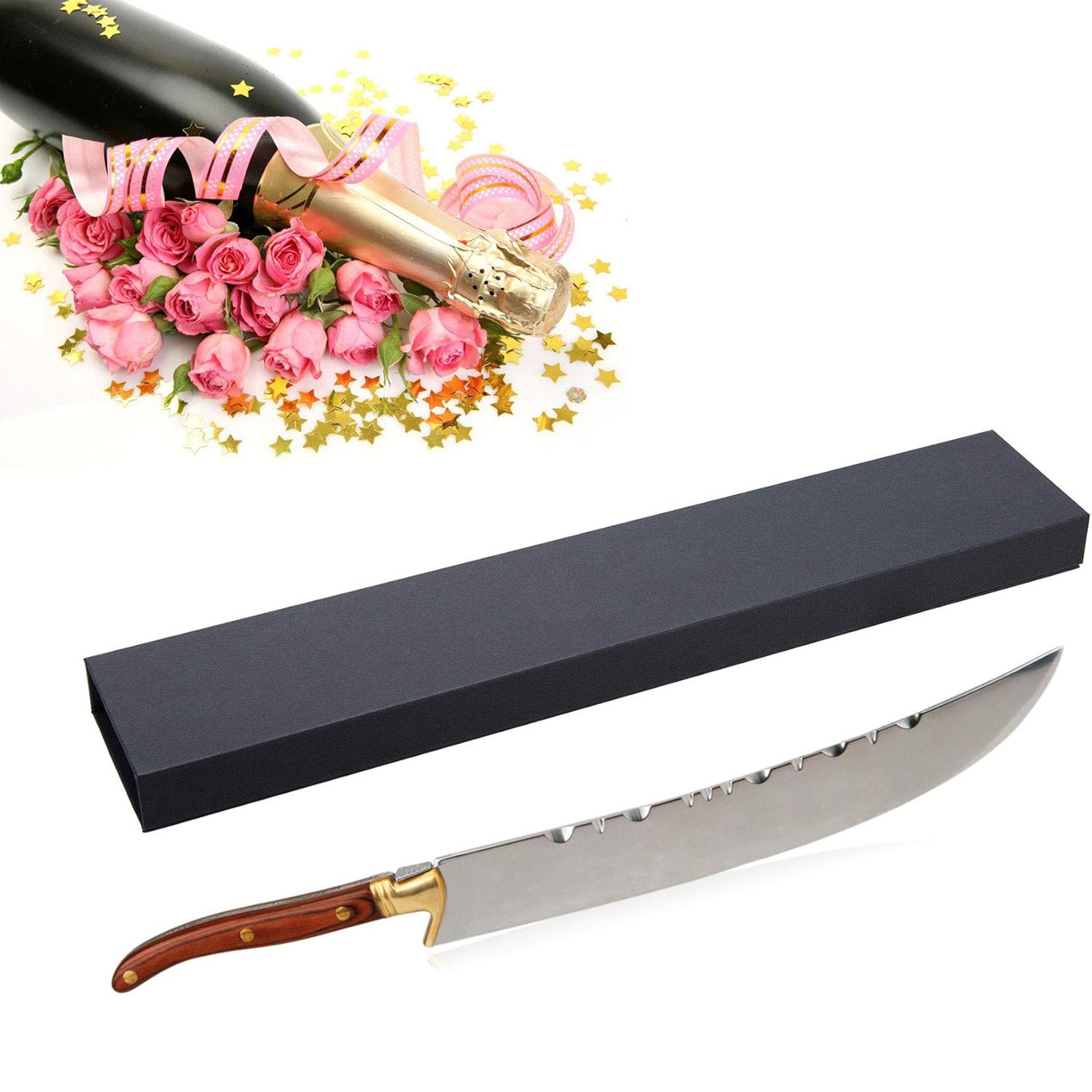 Nuevo cuchillo de champán ceremonial transfronterizo cuchillo de abertura de botellas de acero inoxidable cuchillo de champán sin hoja image 5