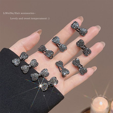 新款小号水钻蝴蝶结鸭嘴发夹水晶发卡轻奢高级感碎女式发夹刘海夹