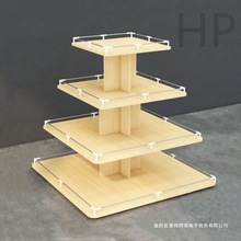 货柜木质展柜超市零食货架堆头展示架产品母婴店圆形置物架中岛柜