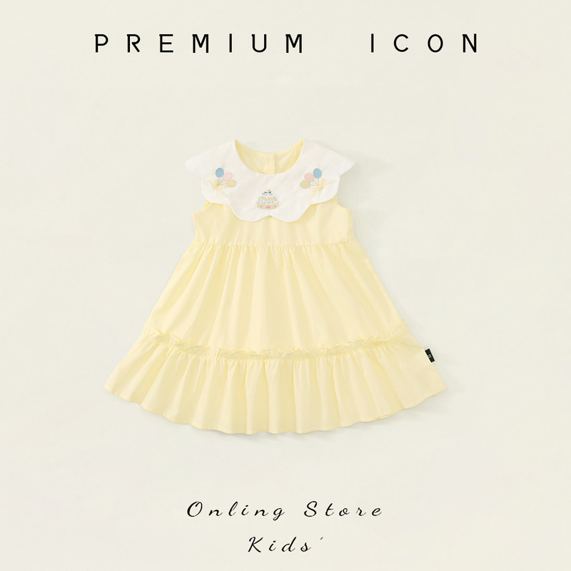 Girls summer dress 2025 new baby girls sweet style lapel vest skirt a generation of hair Girls summer dress 2025 new baby girls sweet style lapel vest skirt a generation of hair