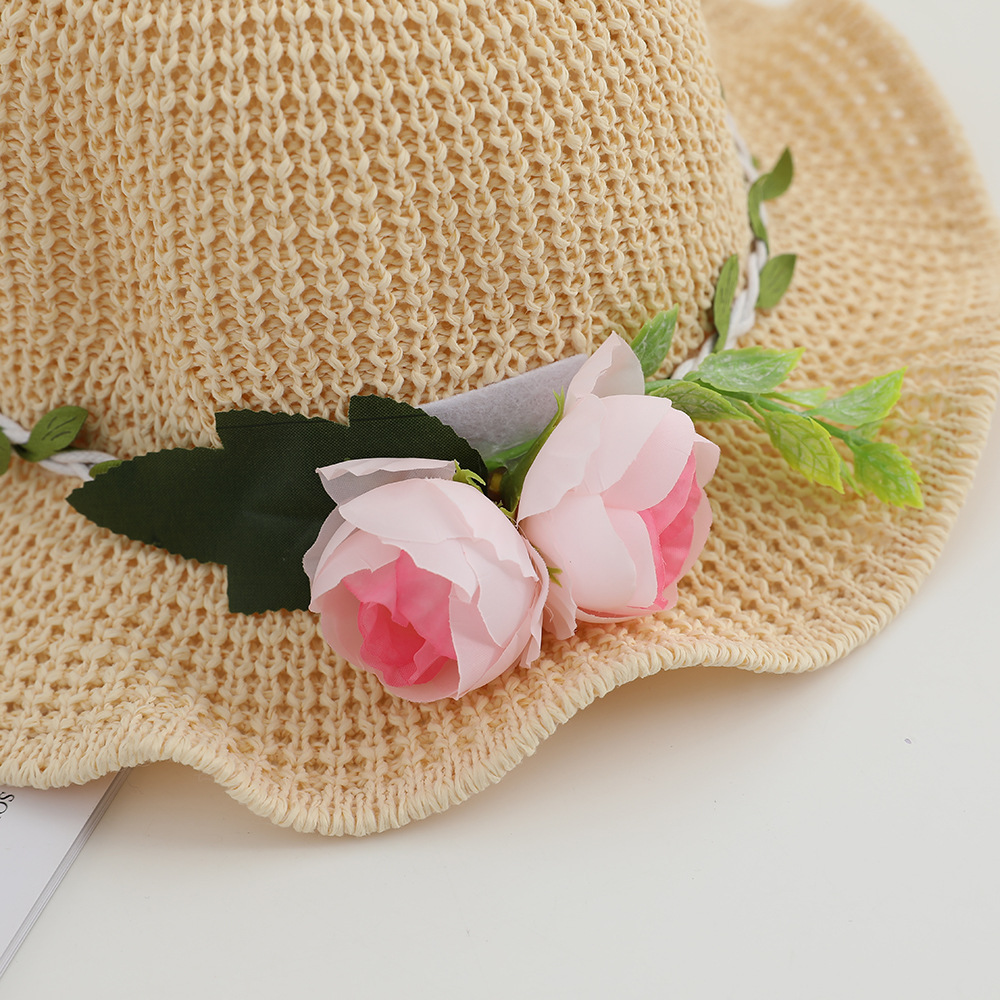 Kids Sun Hat Upf 50+ Wide Brim Straw Hat For Summer Beach_voghion.com
