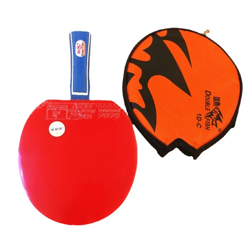Stationery items, Double Fish table tennis paddle single, beginner double-sided reverse rubber, included with paddle case, horizontal grip, straight/parallel ppq