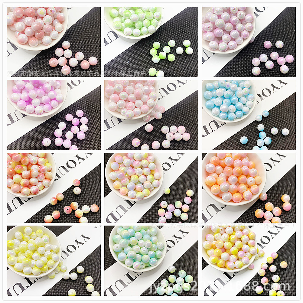 Acrylic two-color round beads handmade