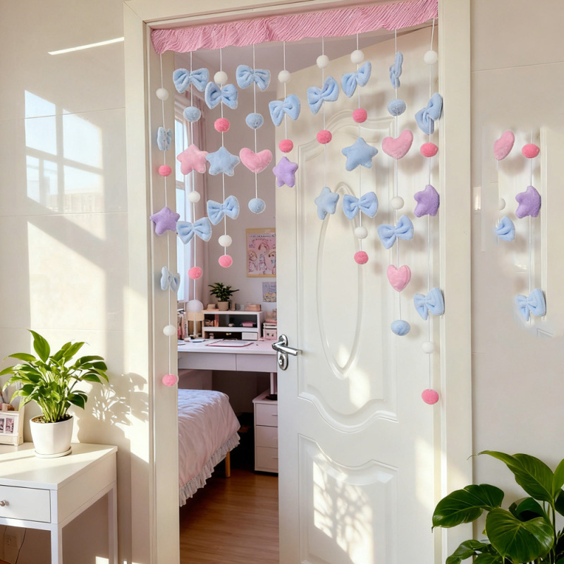 Blue Butterfly Door Curtain for Girls' Bedroom, Tea Room, Cozy Curtain, Entrance Curtain, Villa Decorative Curtain, Bathroom Curtain