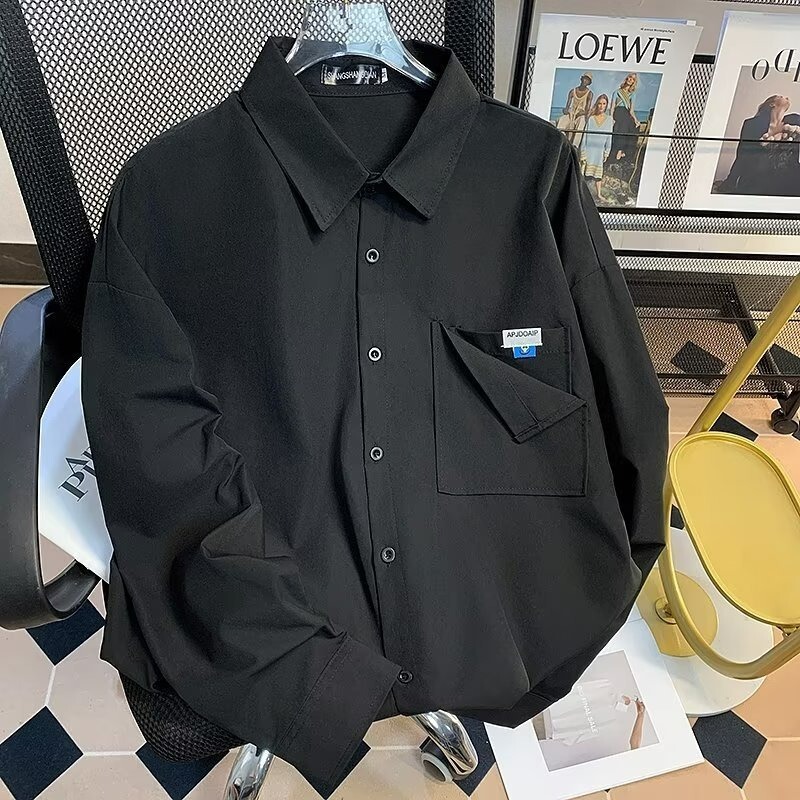 Early Spring New White Shirt for Men and Women, Ins Trendy Long-Sleeved Shirt, Hong Kong Style Large Size Loose Casual Jacket