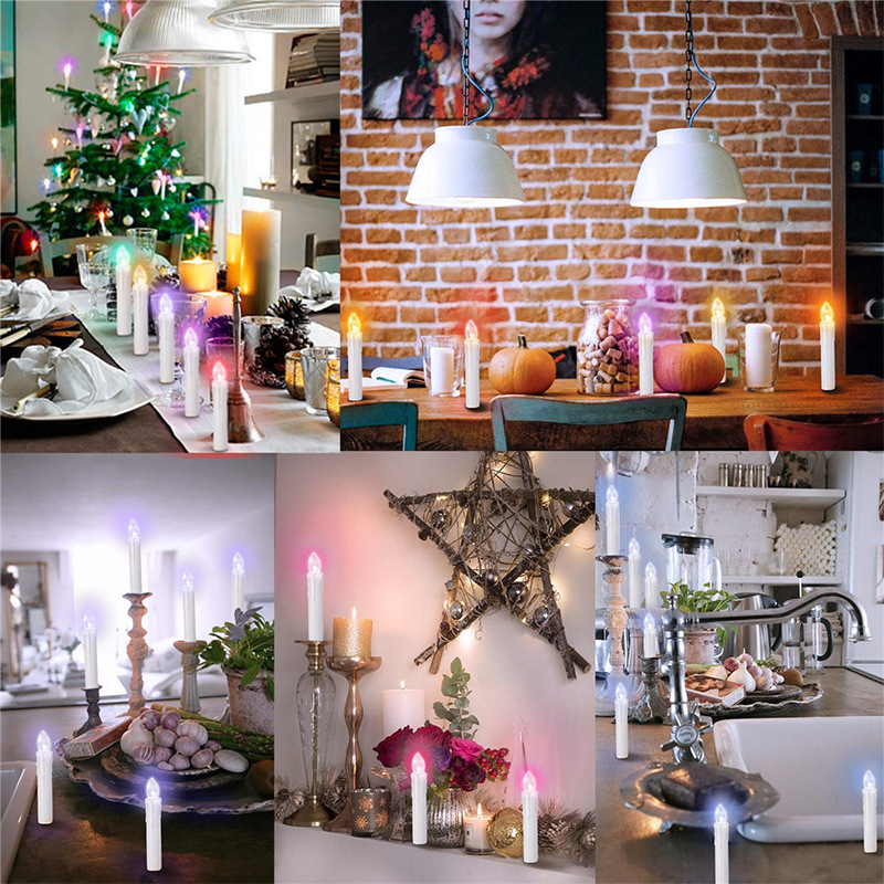 Vela electrónica RGB con temporizador y control remoto para decoración de cumpleaños y festividades, vela navideña, luz LED de plástico simulada, transfronteriza