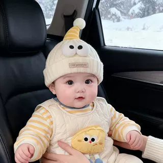 宝宝帽子冬天毛线帽可爱超萌加厚保暖小月龄婴幼儿针织护耳帽防风