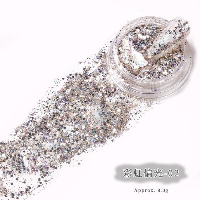 Nueva Red de uñas polvo de diamante de cristal rojo Galaxy fino flash sueño brillante pieza de concha polvo de uñas mezclado Galaxy polvo 4 botellas/Set