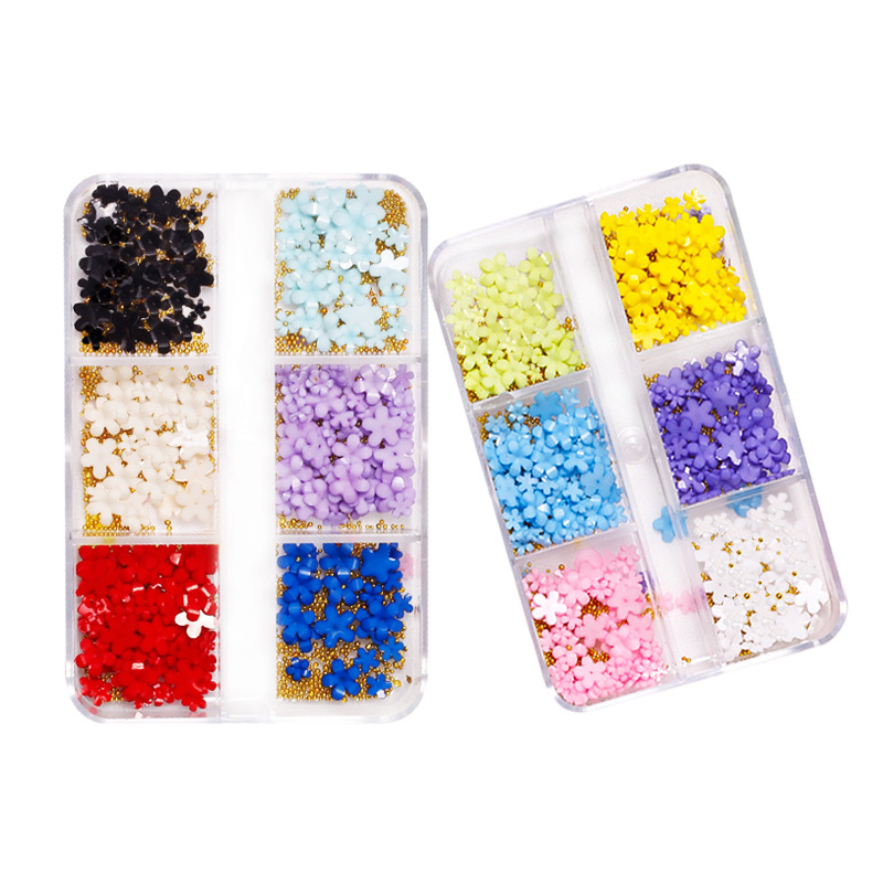 Nueva celebridad de Internet de resina de cinco pétalos de flores de uñas accesorios Estilo japonés mezclado elegante 3D tridimensional flor pequeña joyería de uñas