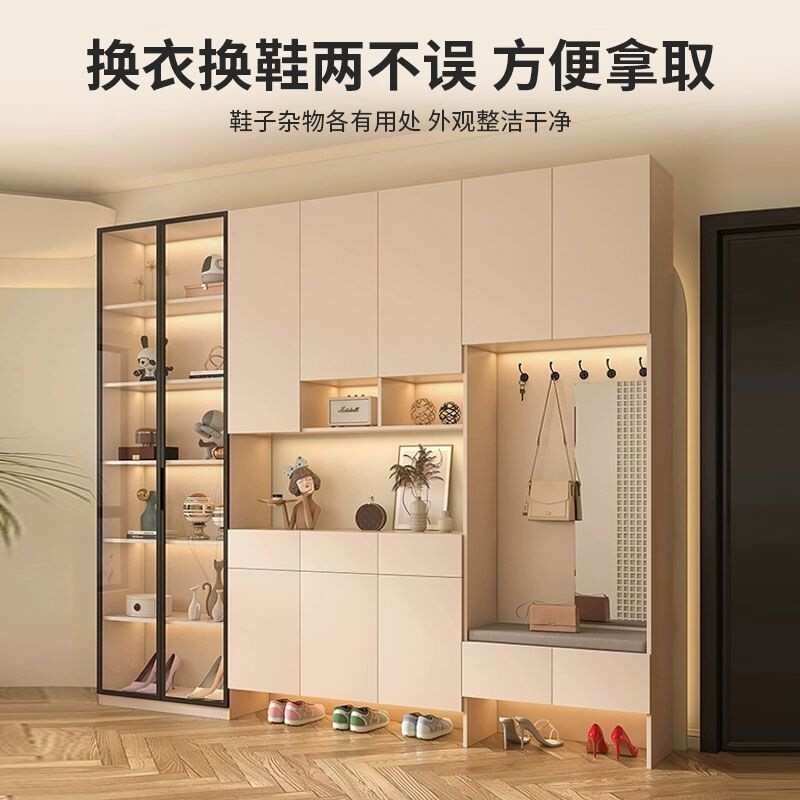 All-Solid Wood Entryway Cabinet Facing the Door, Screen Partition Cabinet, Integrated Home Wine Cabinet, Modern Minimalist Wall-Mounted Shoe Cabinet All-Solid Wood Entryway Cabinet Facing the Door, Screen Partition Cabinet, Integrated Home Wine Cabinet, Modern Minimalist Wall-Mounted Shoe Cabinet