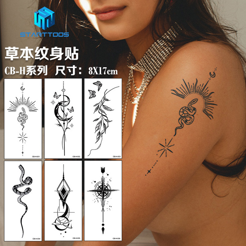 Net red herbal juice tattoo tattoo semi-permanent forearm tattoo sticker simulation waterproof TATTOO