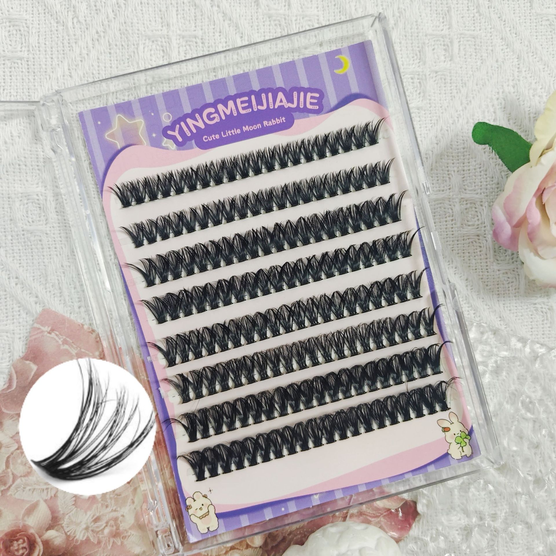 40D false eyelashes curl, cluster de pestañas densas, segmento de false eyelashes sin pegamento.