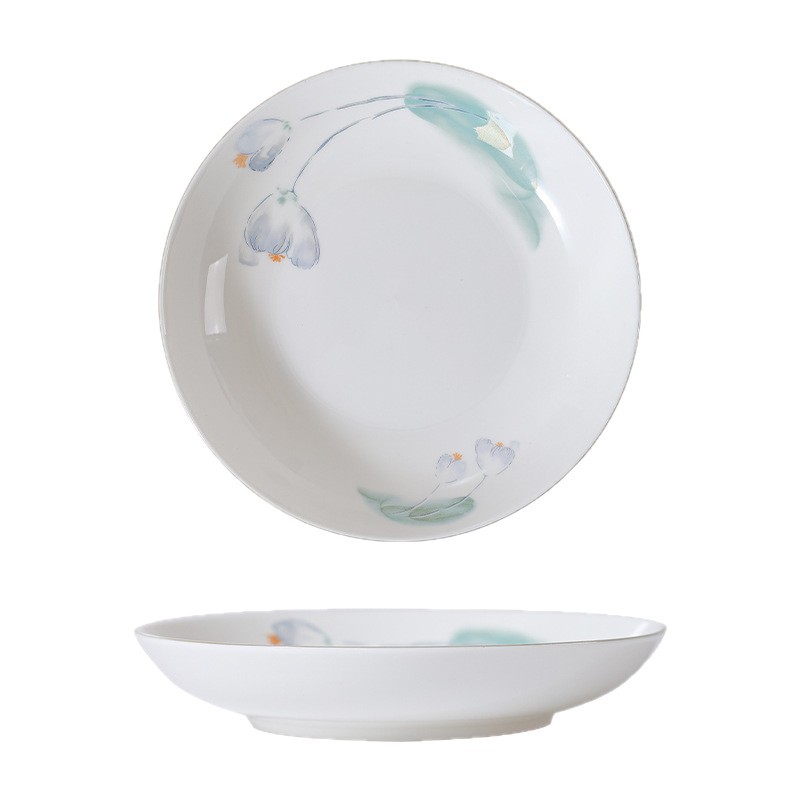 Plato de cerámica con brotes de alto valor para ser colocado, conjunto de platos domésticos, platos de flores asados de alta temperatura, platos de platos image 5