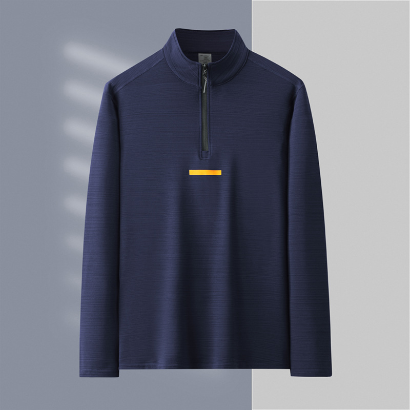 Maglietta a maniche lunghe con colletto alto e asciugatura rapida da uomo alla moda, felpa con cappuccio autunnale, allenamento elasticizzato, corsa sportiva, mezza_voghion.com