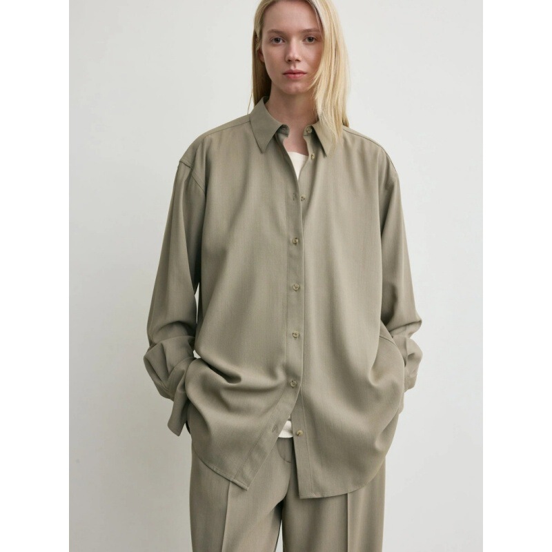 Longmei Loose Tailcoat-Style Women's Shirt Long-Sleeved 2026 Early Spring New Tot Style Simple Commuter Lapel Top