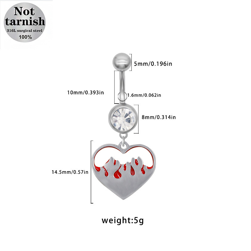 Piercing ombelico in acciaio inossidabile cuore e farfalla_voghion.com