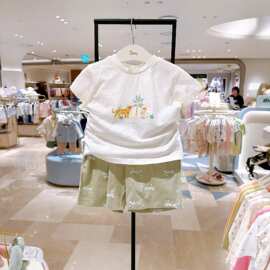 小飞马韩国童装2026夏季新品男女同款儿童柔软可爱小动物百搭套装