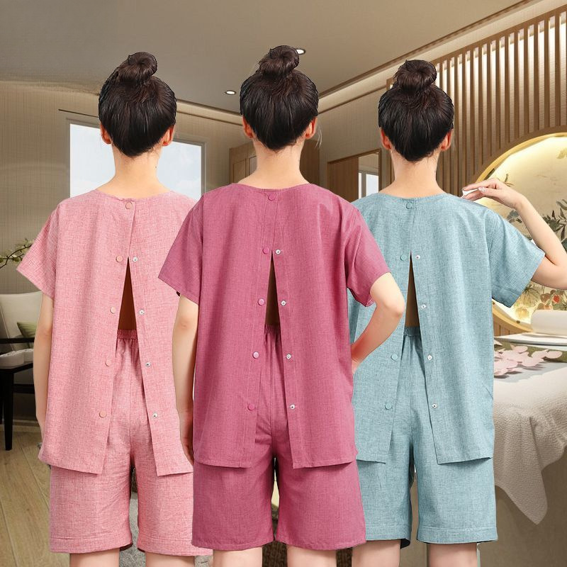 (2개) 뜸마사지복 병원면 땀찜복 앞뒤 가디건 물리치료 침술 특수복 긁는 마사지복