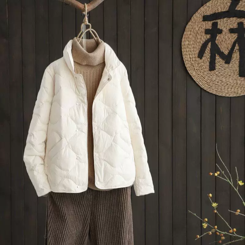 Light and thin short winter red down jacket with down, Korean style, oversize