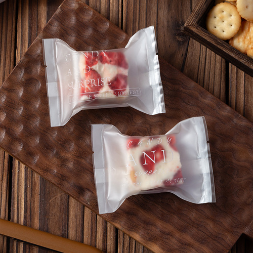 Snowflake Crisp Packaging Bags: Toffee Nougat, Handmade Baked New Year Candies, Machine-Sealed Bags, Candy Wrappers, Cookie & Milk Date Bags