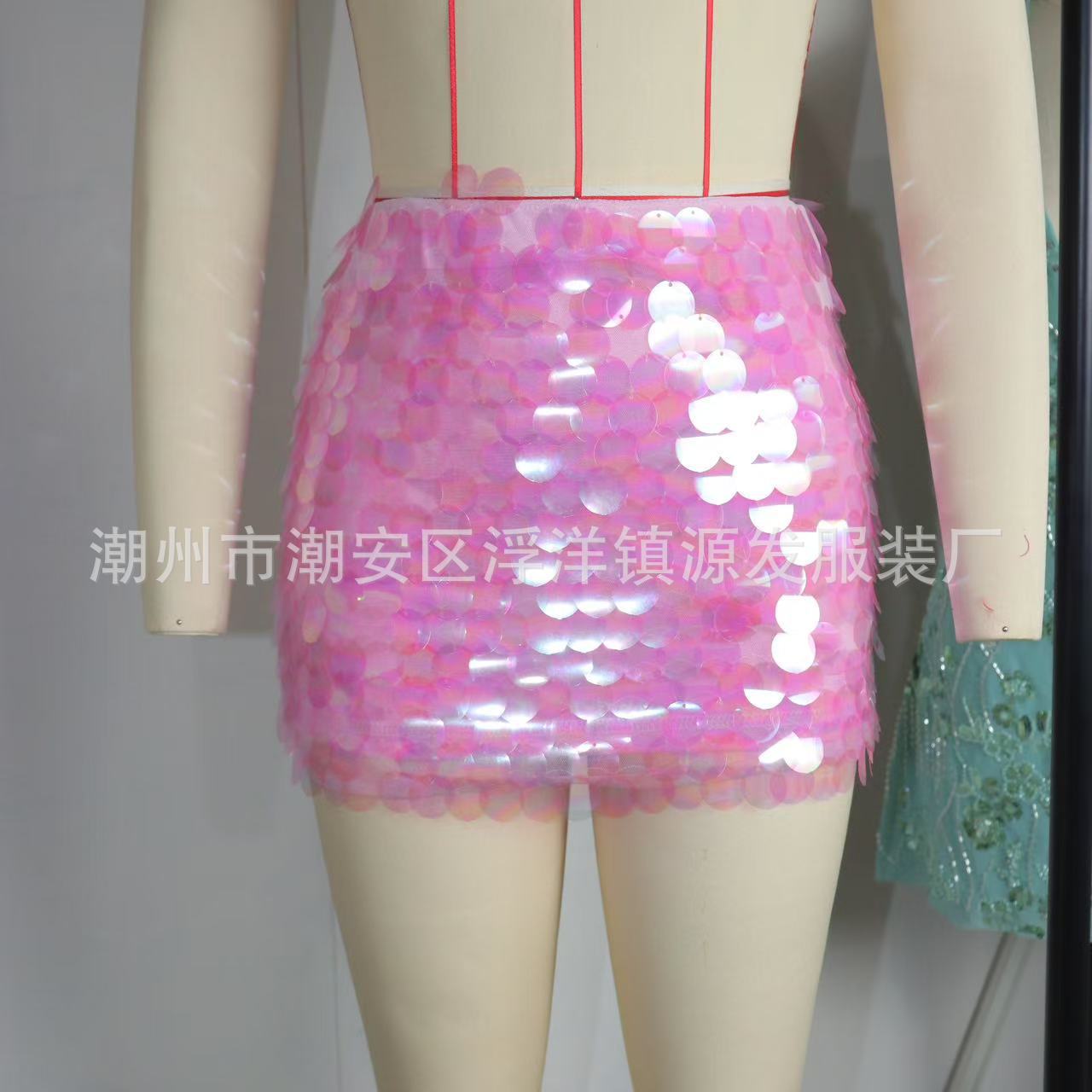 Factory Direct Sales 2025 European and American Cross-Amazon New Style Sexy Street Style Sequin Skirt Nightclub Skirt