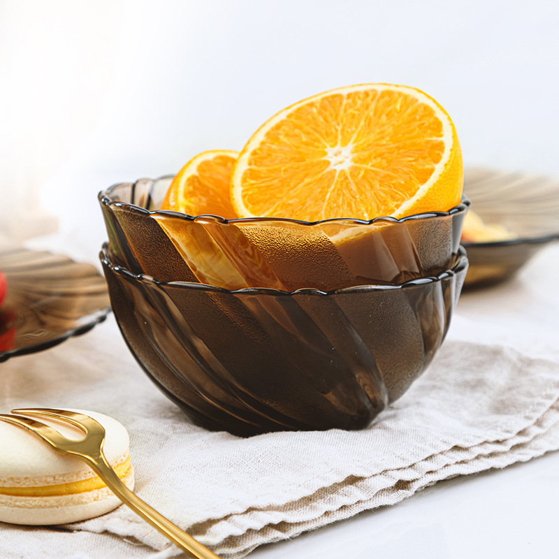 6 French Doris Tempered Glass Bowls, Nordic Style, for Home Use, Fruit Plate, Creative Salad Bowl, Soup Bowl