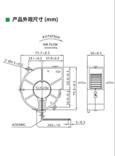 PMB2475PWB2-AY DC24V 3.4W 4��ԭ�b��׼SUNON 75*30�x���L�C