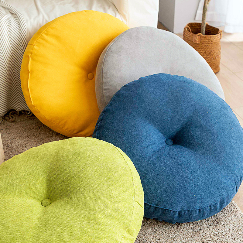 Japanese Style Futon Cushion Living Room Floor Cushion Sitting Cushion Bedroom Bay Window Sedentary Futon Cushion Thickened Round Cushion