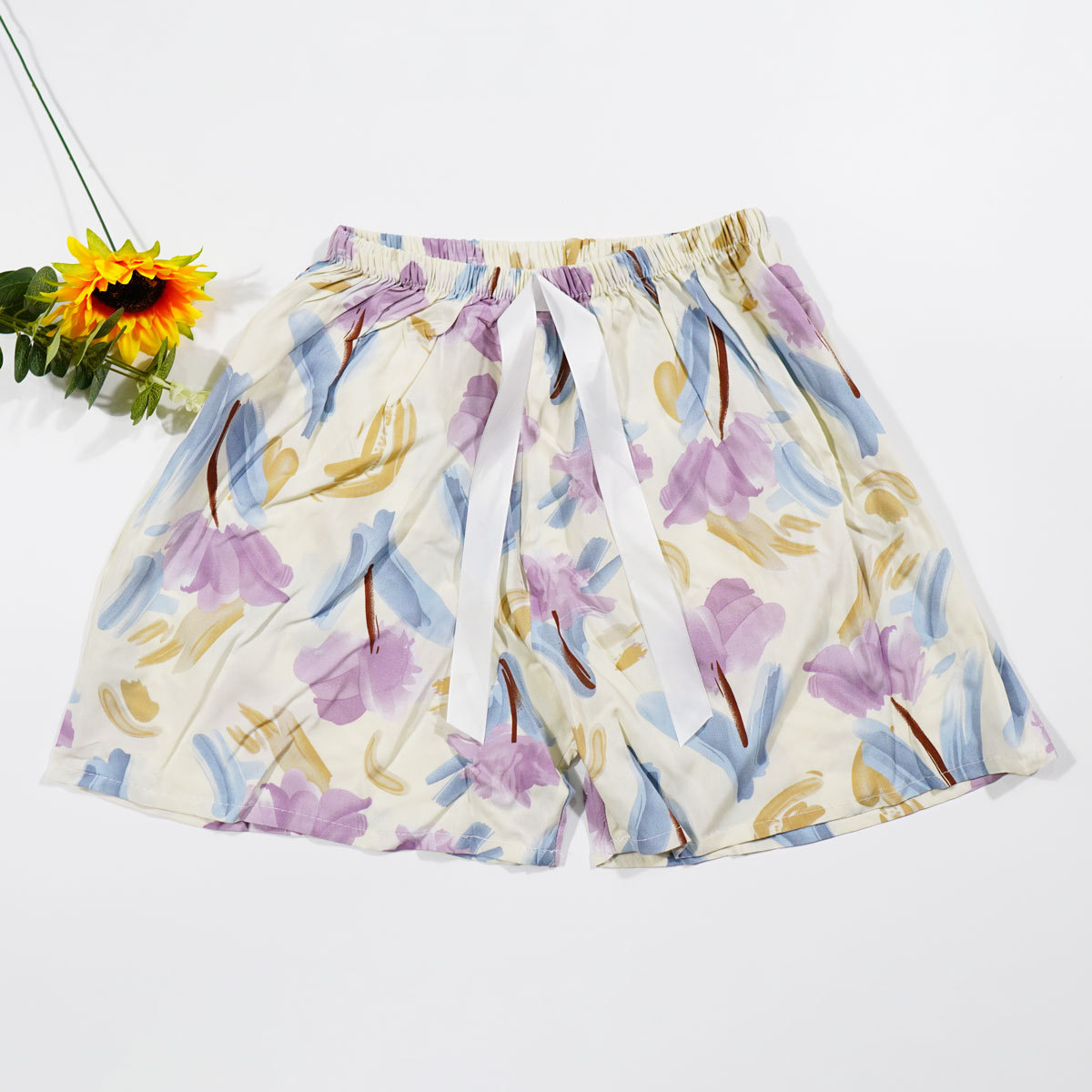 45 pantalones cortos de seda de algodón de verano delgados pijamas transpirables de algodón sintético ultra corto ropa de casa de gran tamaño de playa para mujeres