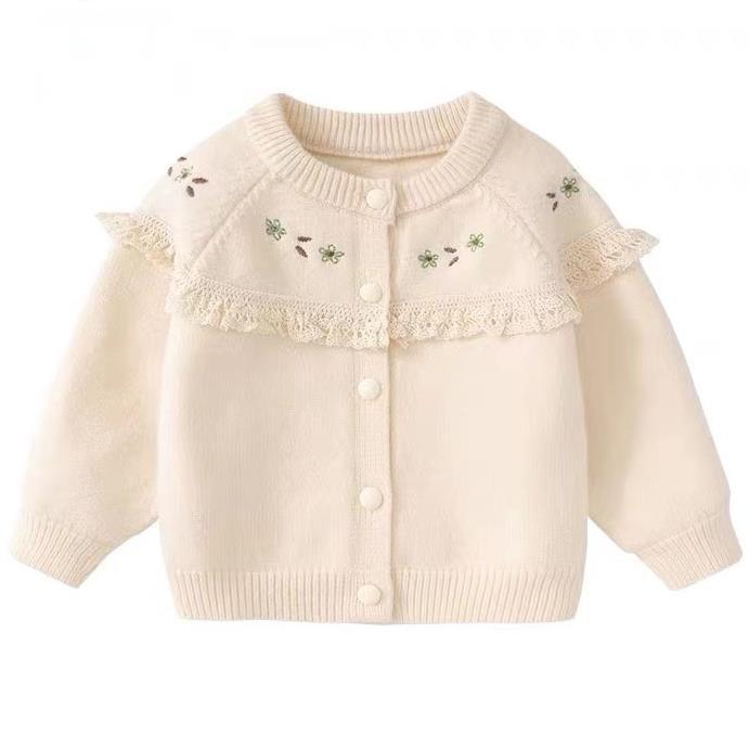 Cross-border girls' knitted cardigan, spring and autumn style, 2026 new fashionable baby coat, children's princess sweater