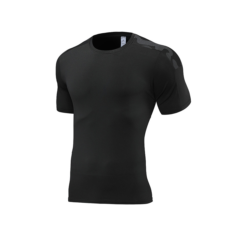 Verano de los hombres deportes casual correr cuello redondo de secado rápido de manga corta fitness de alta elástico de seda de hielo transpirable camiseta nuevos productos impresos registro