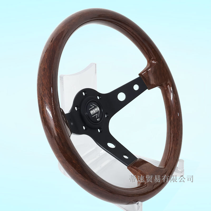 Hot-Selling Car Modification Momo 13-Inch 320mm Peach Wood Grain Steering Wheel Universal Large Concave Black Frame Racing Steering Wheel