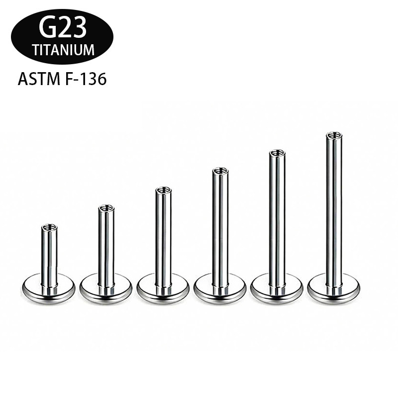 F136 Titanium Alloy Ear Stud Rod with Internal Thread, Flat Base Rod, Ear Bone Stud, Lip Stud Base, G23 Titanium Piercing Jewelry Wholesale F136 Titanium Alloy Ear Stud Rod with Internal Thread, Flat Base Rod, Ear Bone Stud, Lip Stud Base, G23 Titanium Piercing Jewelry Wholesale