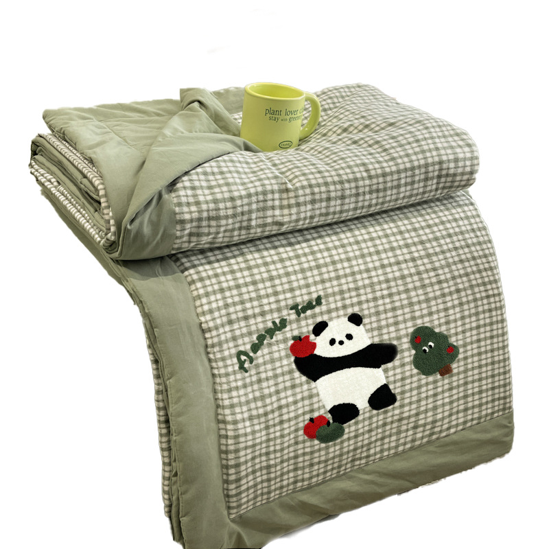 Edredón fresco de verano de algodón Edredón de aire acondicionado Dormitorio individual Edredón de verano Juego de cuatro piezas Edredón de verano lavable a máquina