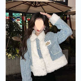 小香风羊羔毛绒秋冬新款机车服外套女秋冬款高级感小个子一体