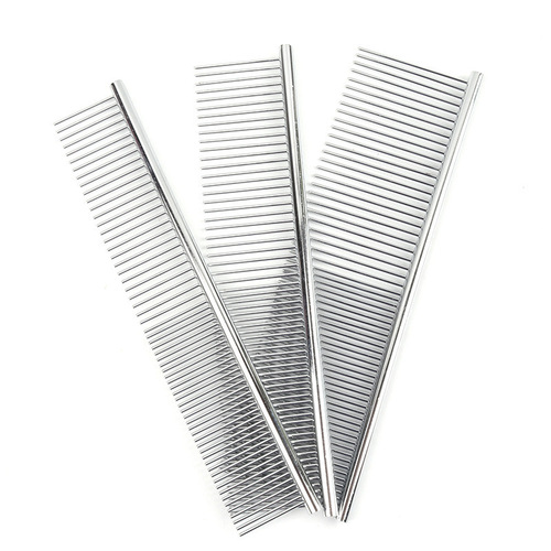 Pet Comb Stainless Steel Straight Comb Dog Grooming Hair Removal Opening Cat Density Comb Pet Products Wholesale