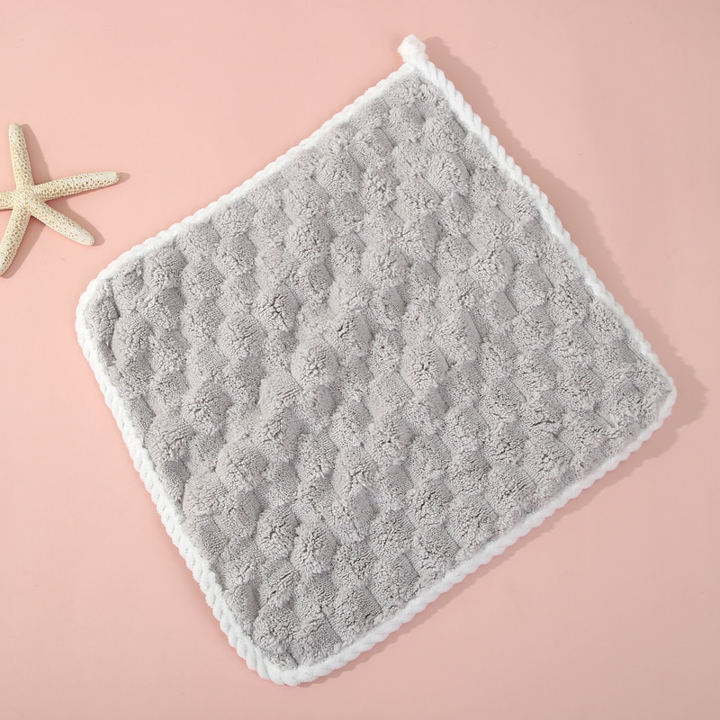 Nuevo poliéster brocado nubes toallas cuadradas bordes roscados absorción de agua lavar la cara pequeña toalla doméstica cocina baño toallas limpias
