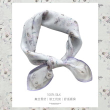 碎花新款法式丝巾女新款桑蚕丝雪纺方巾春秋防晒透气丝巾批发真丝