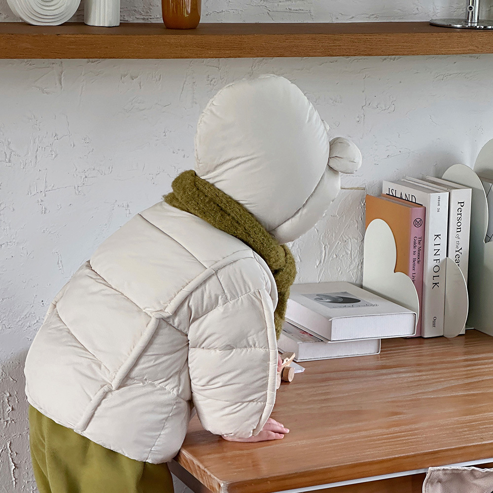 [Estilo personalizado] Ropa de algodón para bebé Ropa de invierno para hombres y bebés Cute Bear Plus Chaqueta acolchada de terciopelo Ropa de salida para bebés coreanos