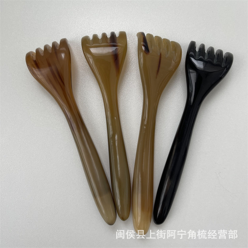 Horn Five-Claw Scalp Massage Comb Niu Jiao Shu Portable Meridian Gua Sha Relaxation Tool overview