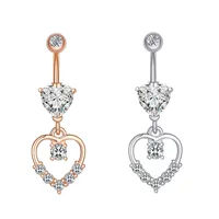 AliExpress прямые поставки двойная Любовь Циркон алмаз пупок дрель для ногтей кулон кольцо для пупка тренд прокол ювелирные изделия