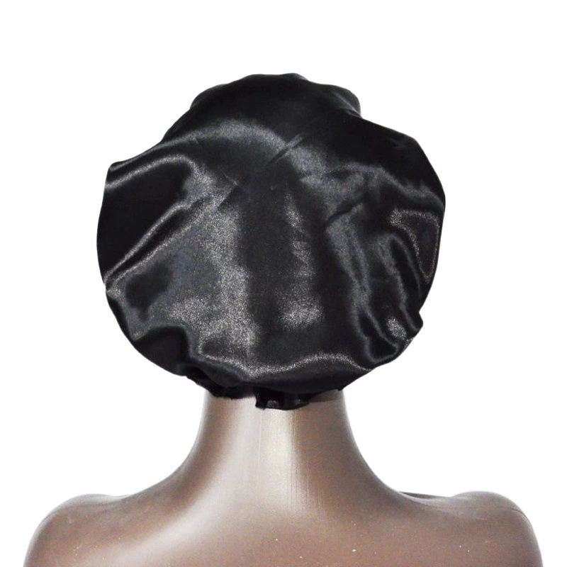 Регулируемая атласная двухслойная шапочка для сна, шапочка для химиотерапии, шапочка для салона красоты, шапочка для душа, кружевной боннет, в европейском и американском стиле, надеваемая через голову