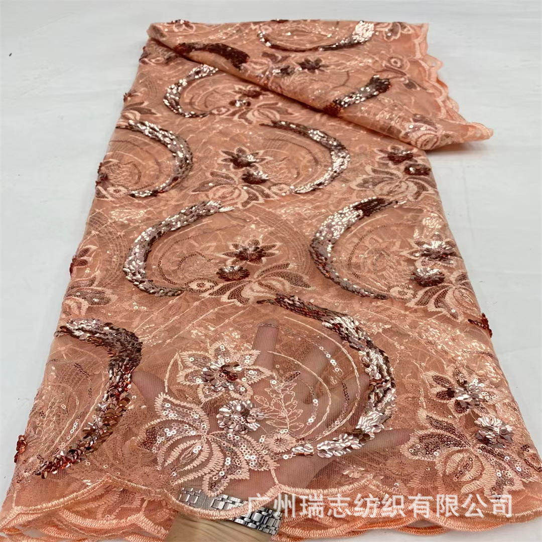 Sólo el estilo americano laminado posicionamiento bordado tela de encaje azulejos africanos vestido de malla accesorios de decoración