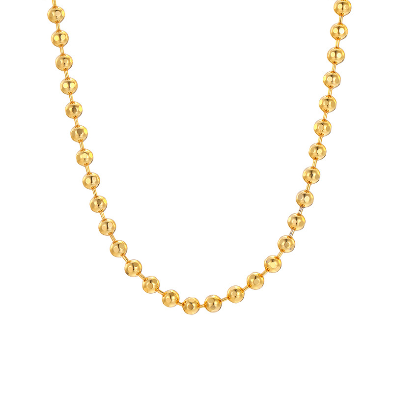 Xuping nueva moda simple aleación de cobre chapado 24k collar de esferas geométricas clásicas diarias fáciles de poner cadena simple
