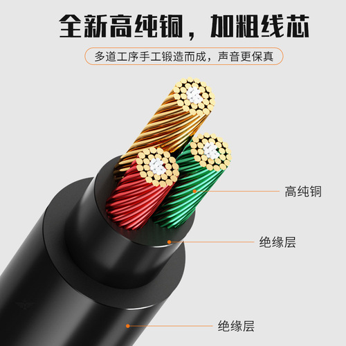 Manufacturer wholesale 3.5mm one-point two-turn double lotus audio cable audio computer mobile phone connection cable RCA audio cable