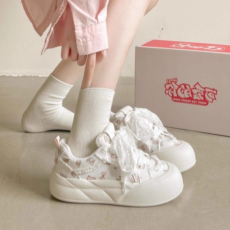 可爱面包鞋厚底小白鞋板鞋女款2025新款夏薄款休闲鞋百搭小众女鞋|undefined