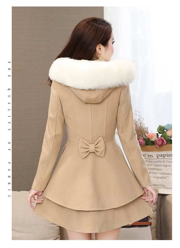 Женское шерстяное пальто контрастного цвета с шерстяным воротником, специально для 2021 года, Amazon Tizi Coat, корейское приталенное пальто eBay