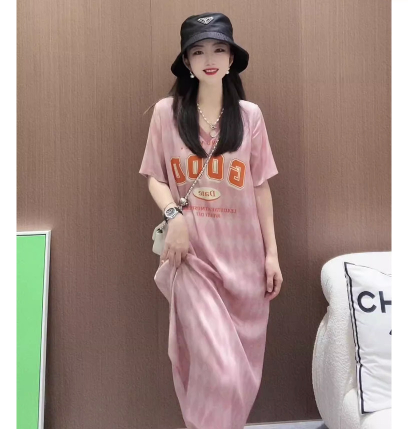 Váy maxi nữ kiểu Pháp chất liệu cao cấp tay ngắn thắt eo màu hồng — hồng chi tiết 5