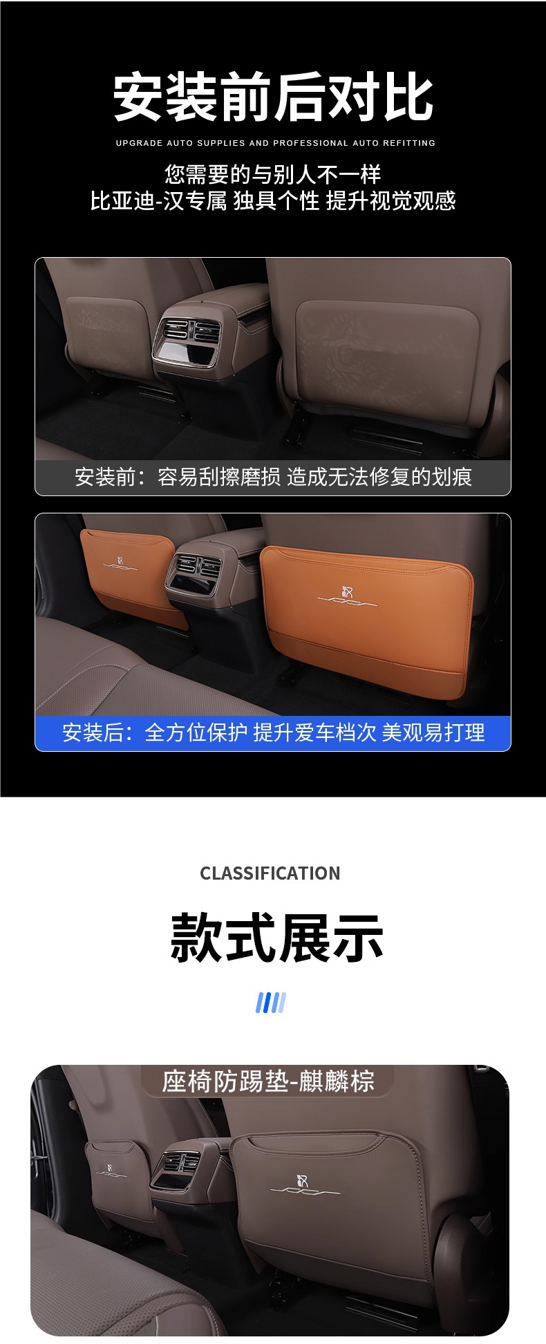 Suitable for 20-25 Byd Han Dmi Rear Seat Anti-Kick Pad Ev Seat Back Anti-Dirty Protection Pad Modification Accessories